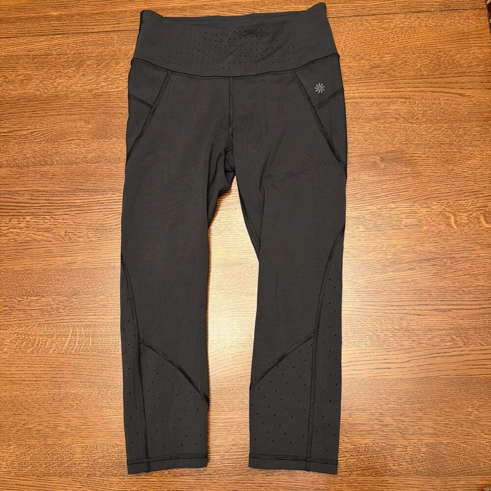 Athleta Athletic Womens Size Small S Capris Crop Black Leggings Dots